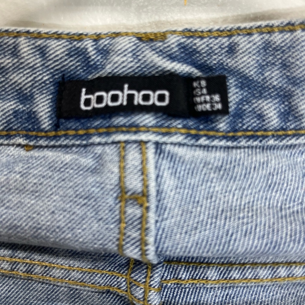 BOOHOO Jeans Blue‎ Stone Wash Blue High Rise Tapered Mom Women's Sz 4 - Picture 3 of 7